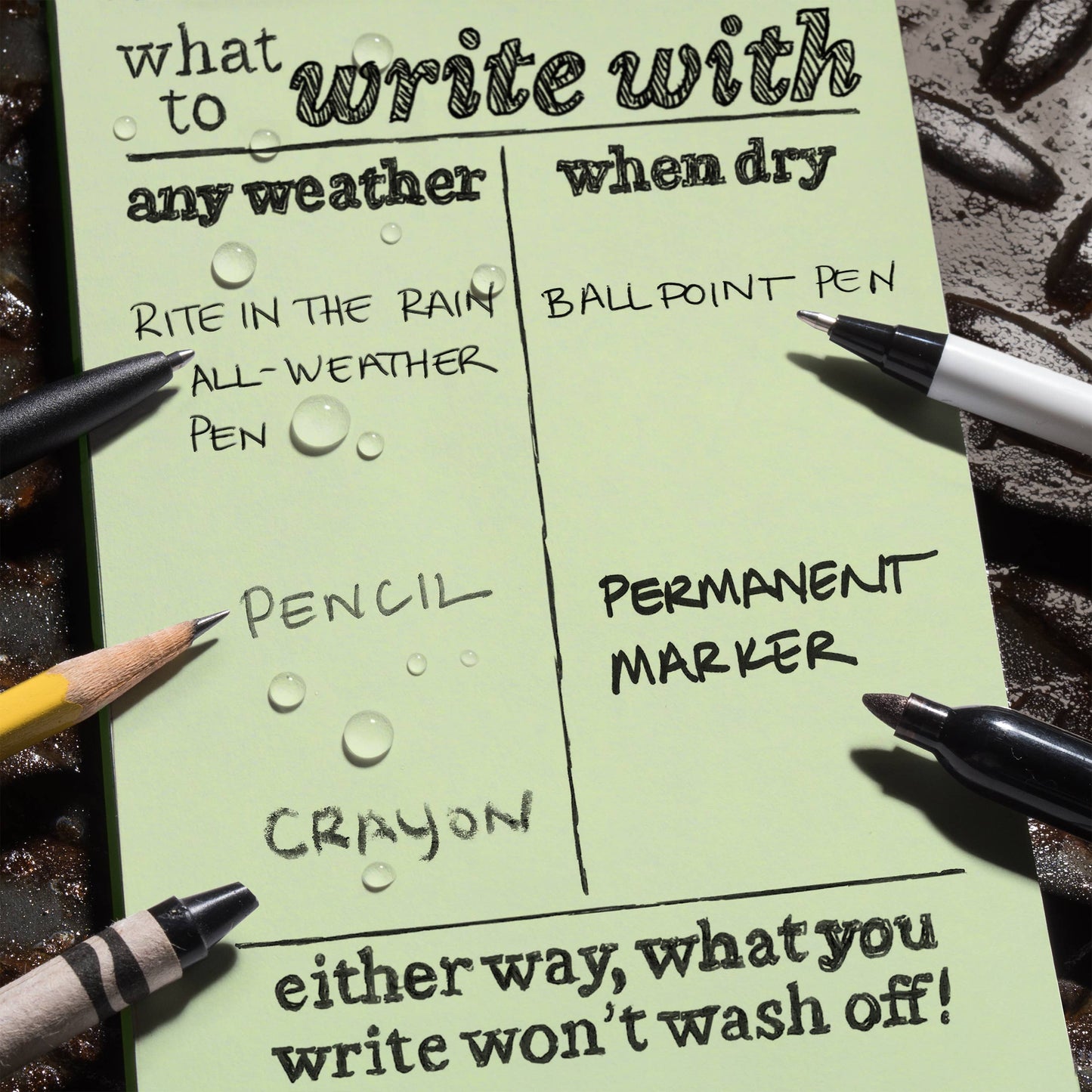 Rite in the Rain 3" x 5" Top Spiral Notebook, Green