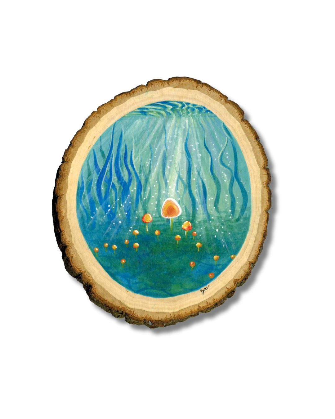 Submerged Painting on Live Edge Basswood
