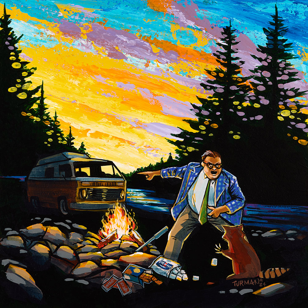 adam camping Camp in A Van Down by the River || Adam Turman Art – Northern Goods
