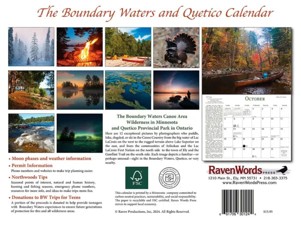 The Boundary Waters and Quetico Calendar (2026)