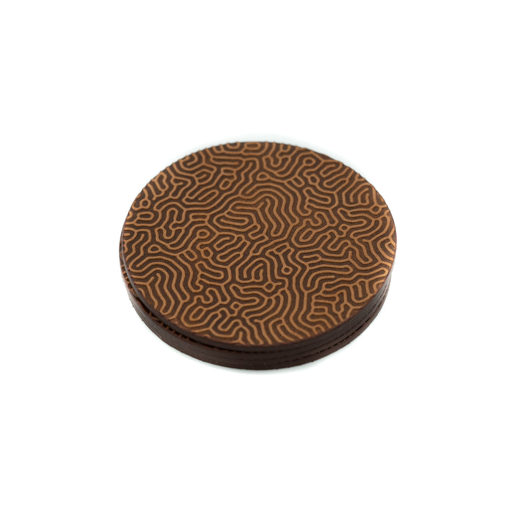 Leather Coaster || Coral Pattern