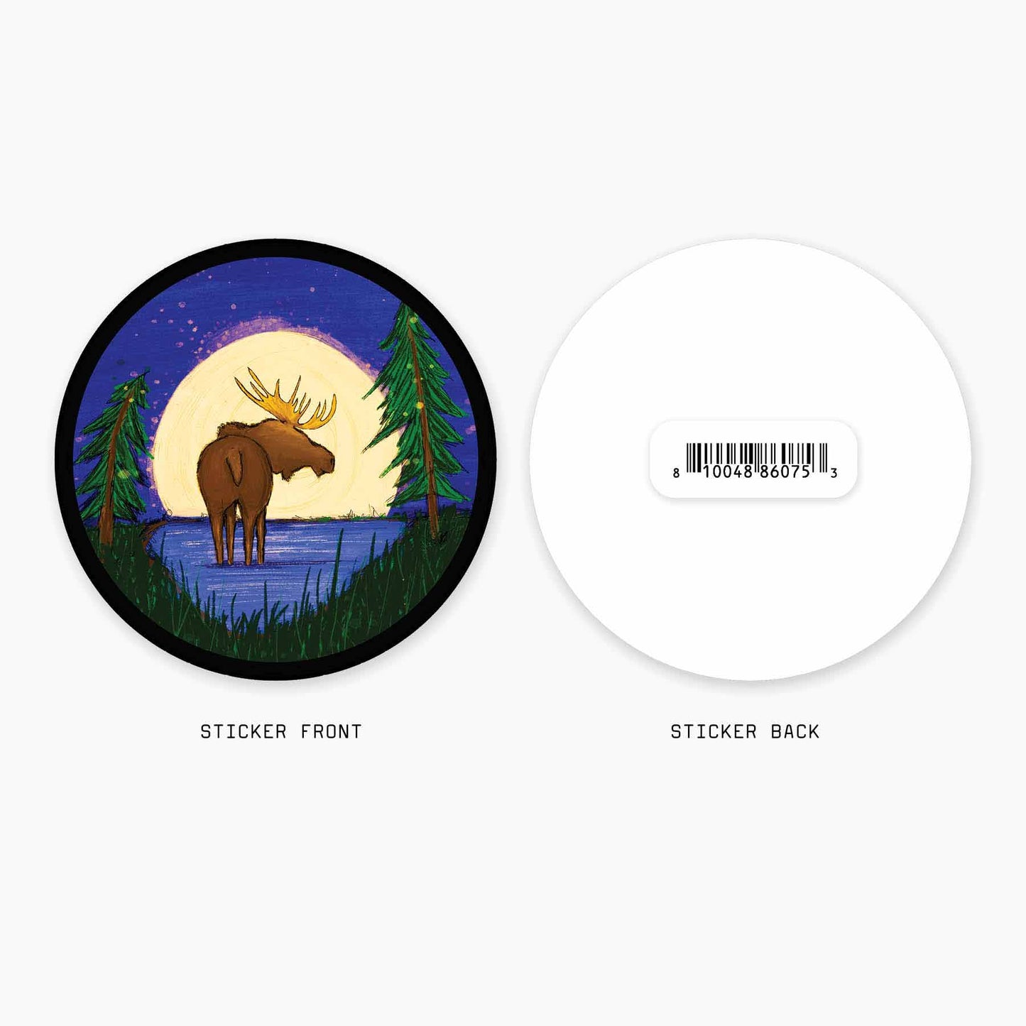 Moonrise Moose - 3" Art Sticker