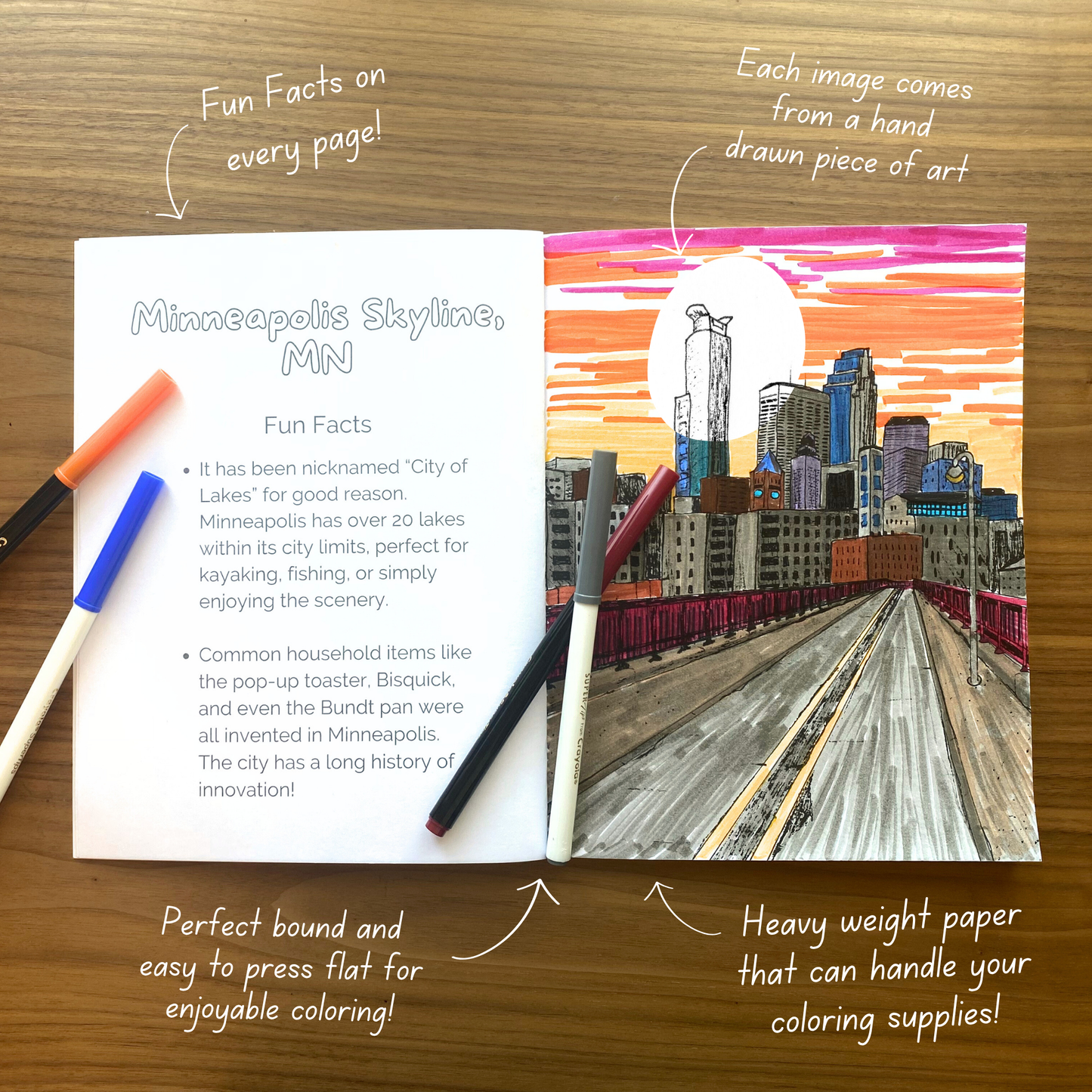 Minnesota Hand-Drawn Coloring Book