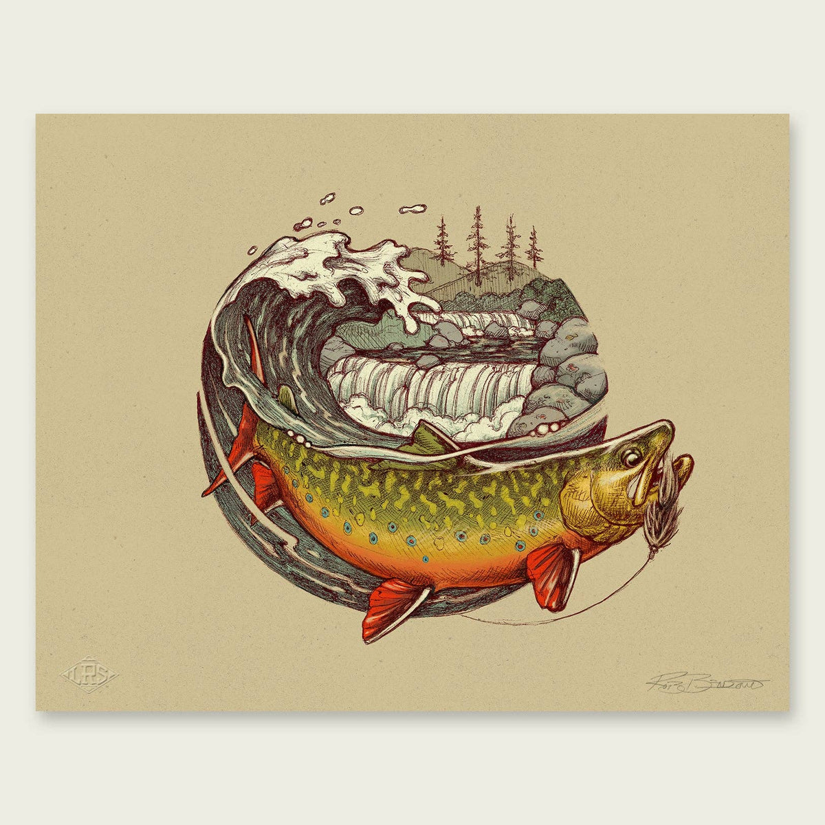 Brook Trout Wave Print