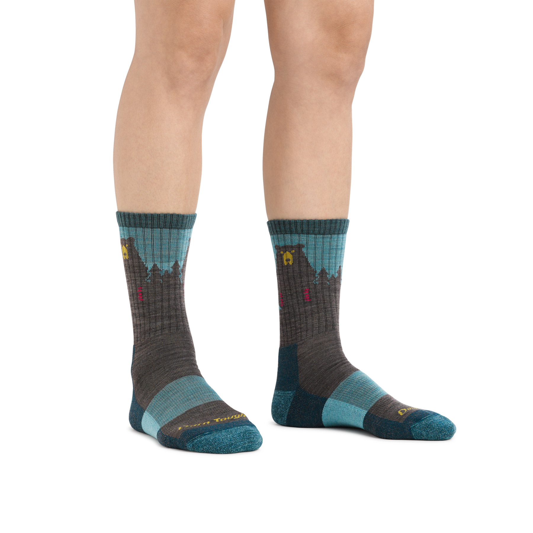 Darn Tough Bear Town Micro Crew Lightweight with Cushion Aqua #1970 || Minnesota Made Gifts