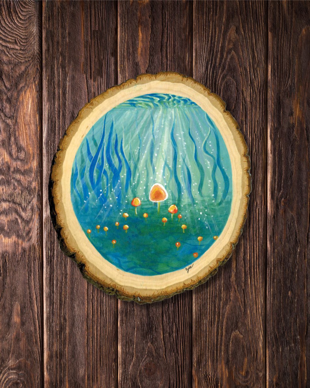 Submerged Painting on Live Edge Basswood