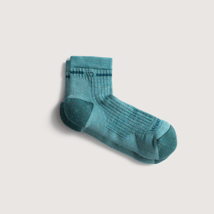 Wide Open Women's Single Stripe Cushioned Quarter Socks Light Teal 9501