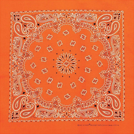 Neon Orange Paisley Bandana