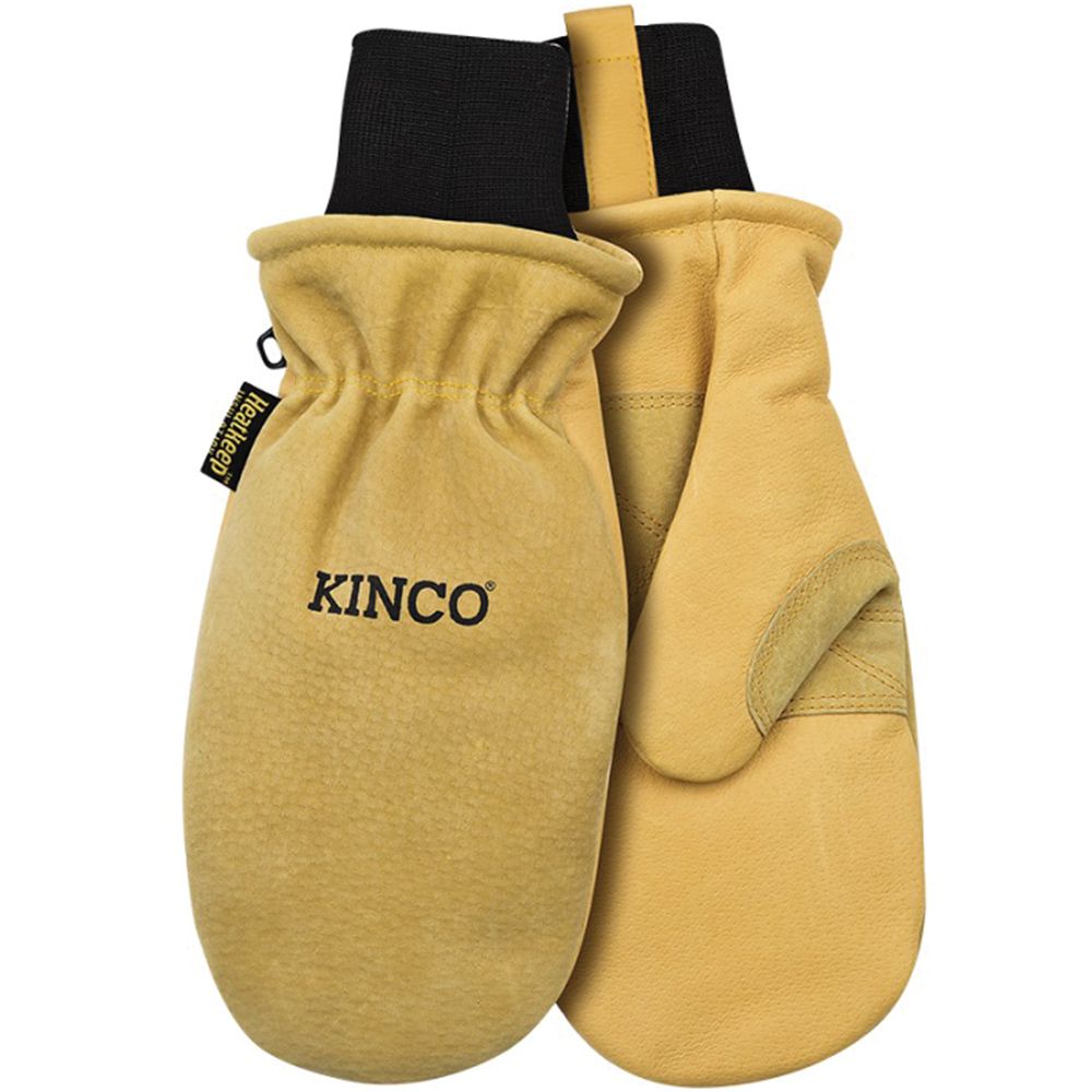 Kinco Lined Heavy Duty Premium Grain and Suede Pigskin Mitt with Knit Wrist