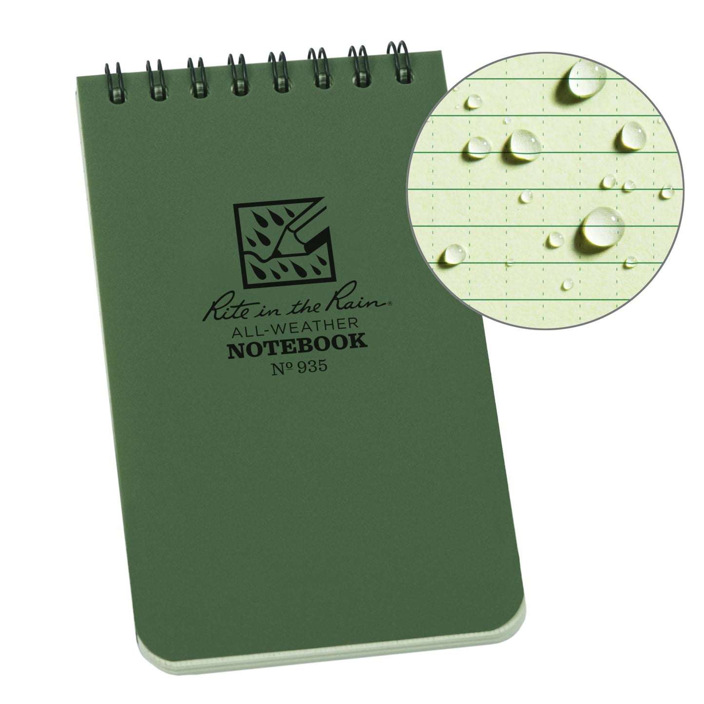 Rite in the Rain 3" x 5" Top Spiral Notebook, Green