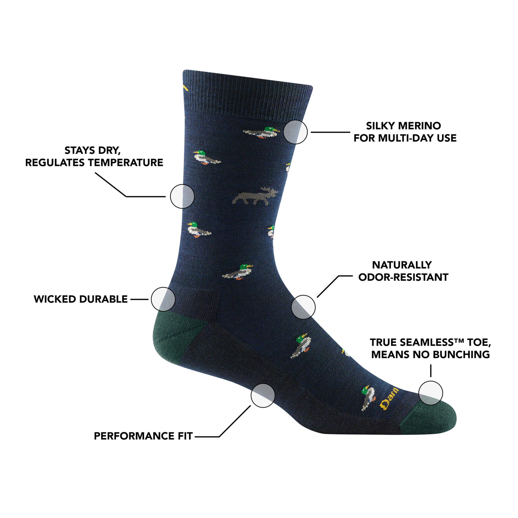 Men's Duck Duck Moose Crew Lightweight Lifestyle Socks 6094 || Minnesota Made Gifts