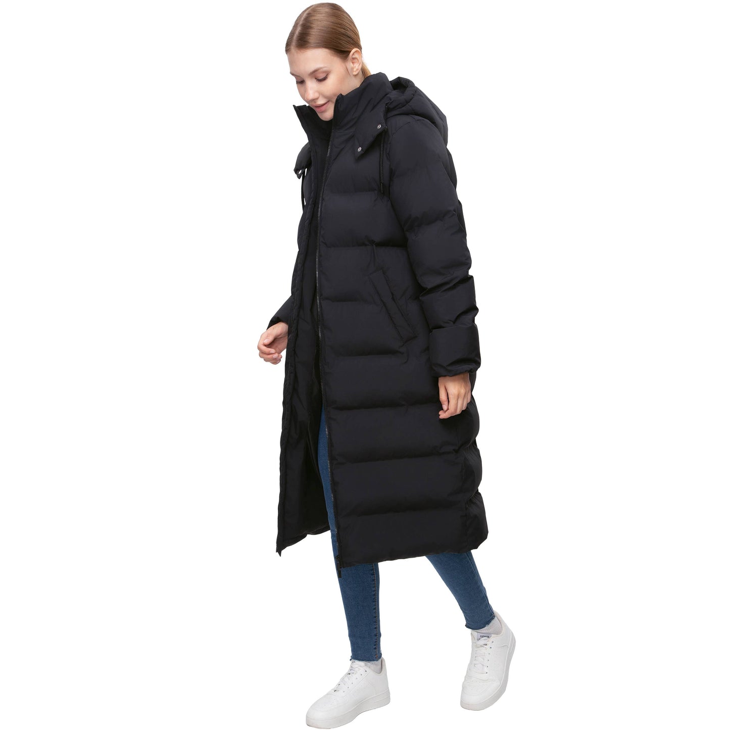 Women's Long Seamless Puffer Coat Below Knee Jacket