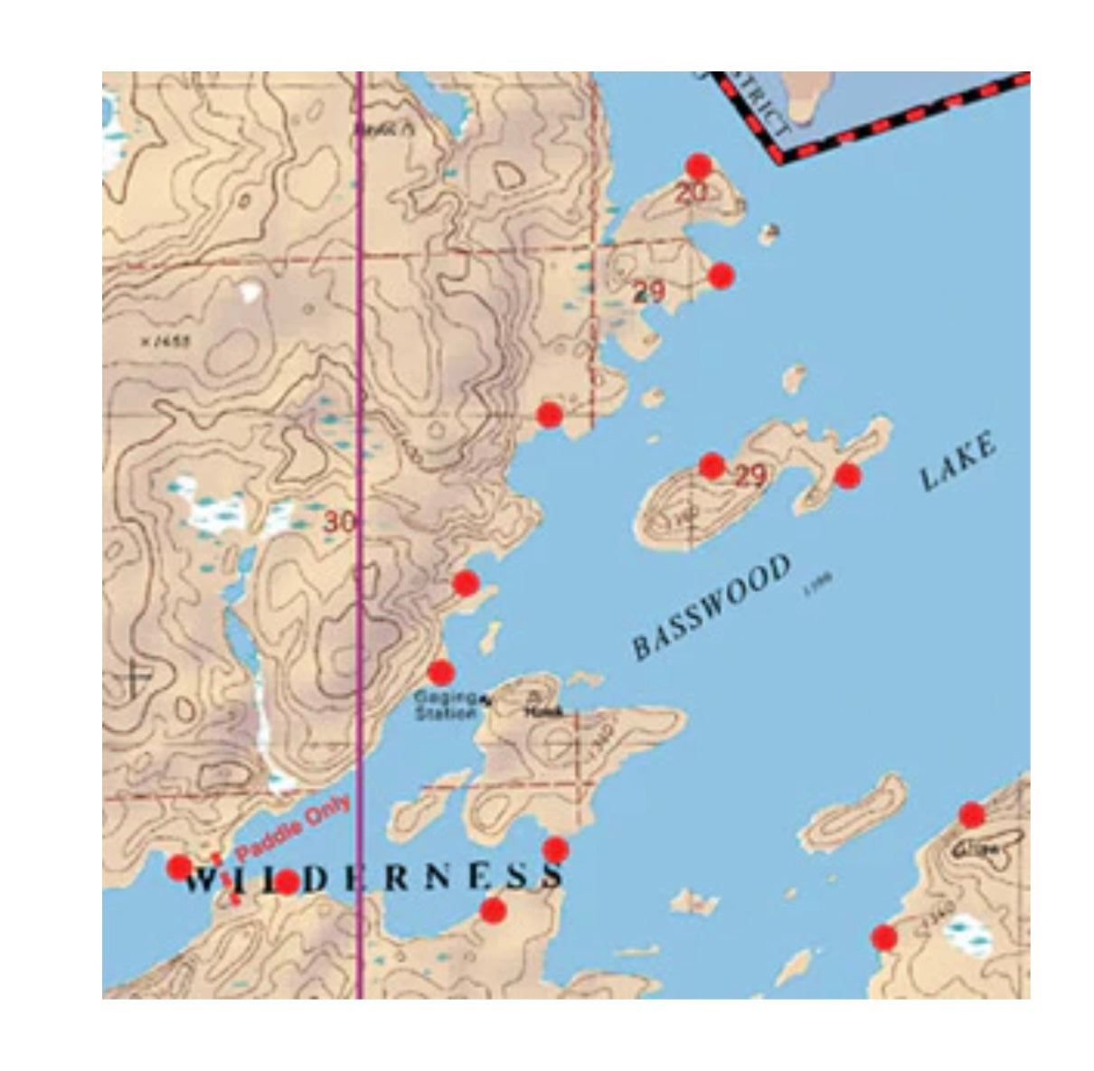 Map 10 - Basswood, Crooked and Sarah Lakes