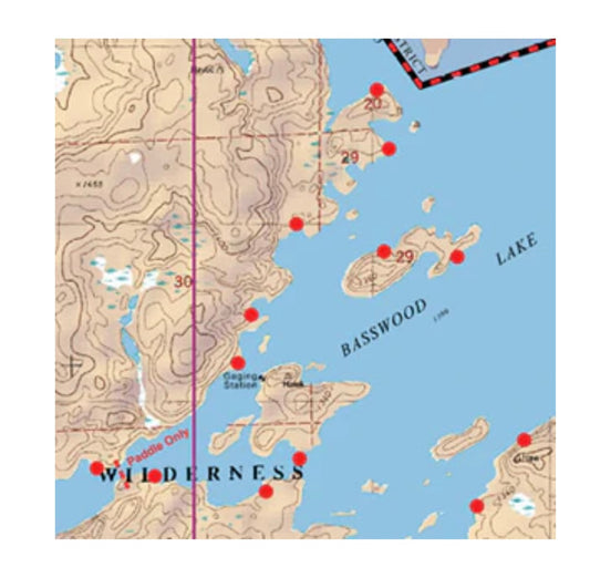 Map 10 - Basswood, Crooked and Sarah Lakes
