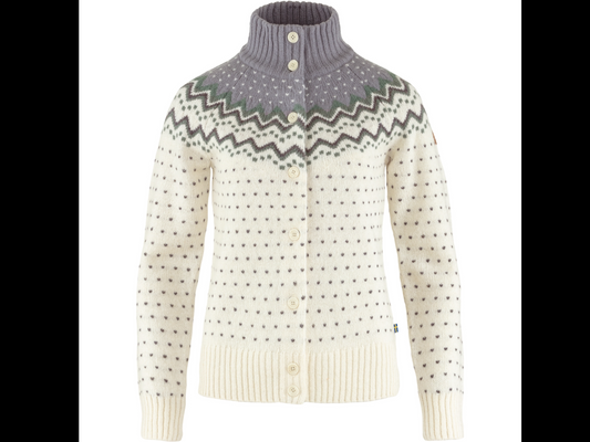 FjallRaven W Ovik Knit Cardigan Chalk White-Flint Grey Sm