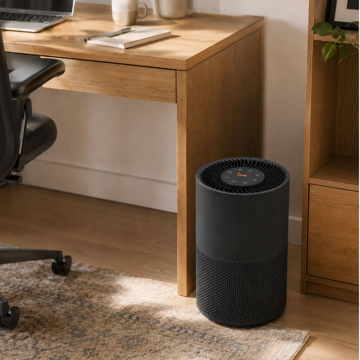 True-HEPA Tower Air Purifier, Quality Indicator, Child Lock