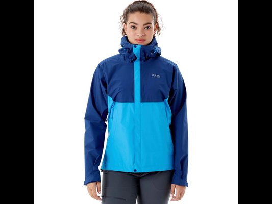RAB W Downpour Eco Jacket Nightfall Blue/Alaska Blue 10 Sm