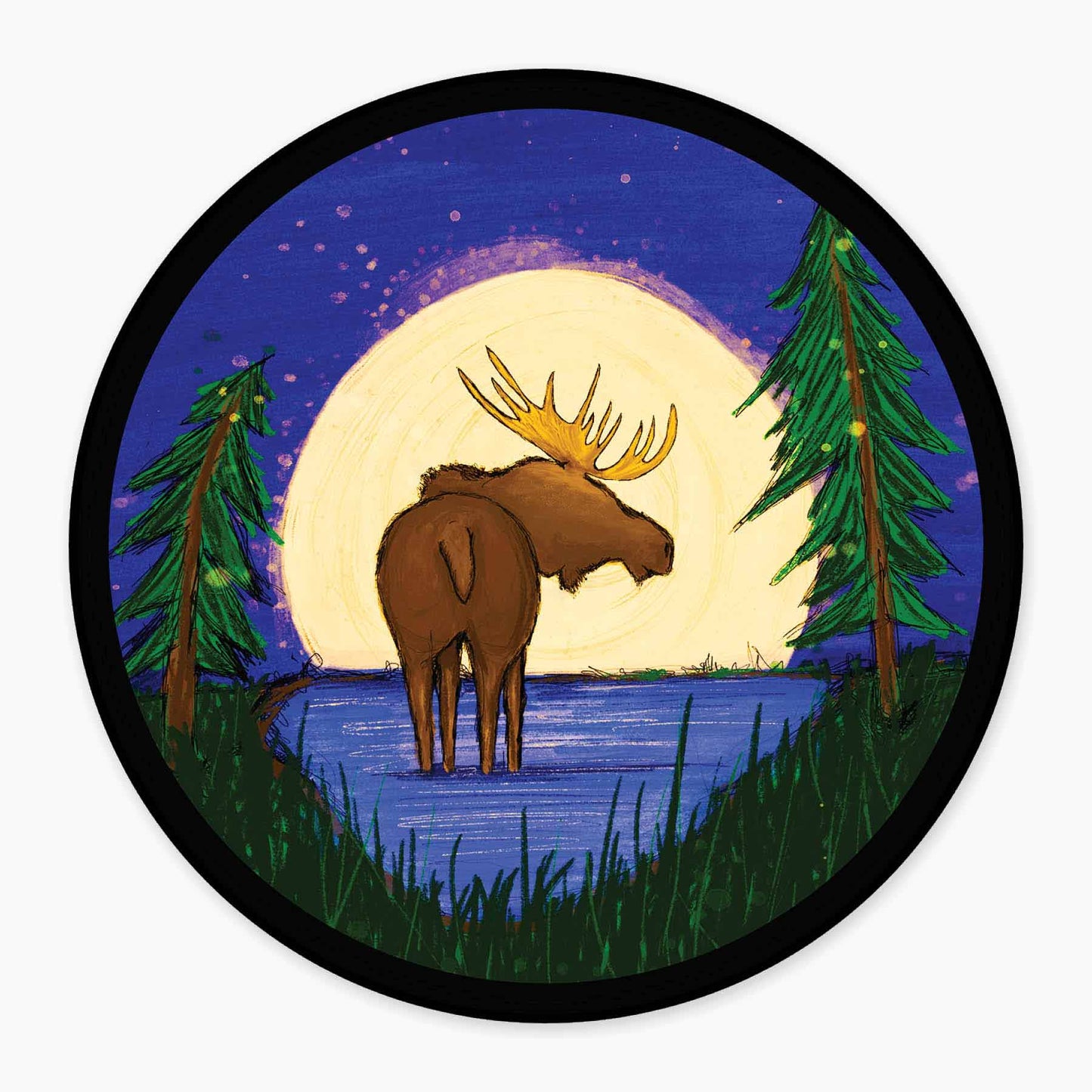Moonrise Moose - 3" Art Sticker
