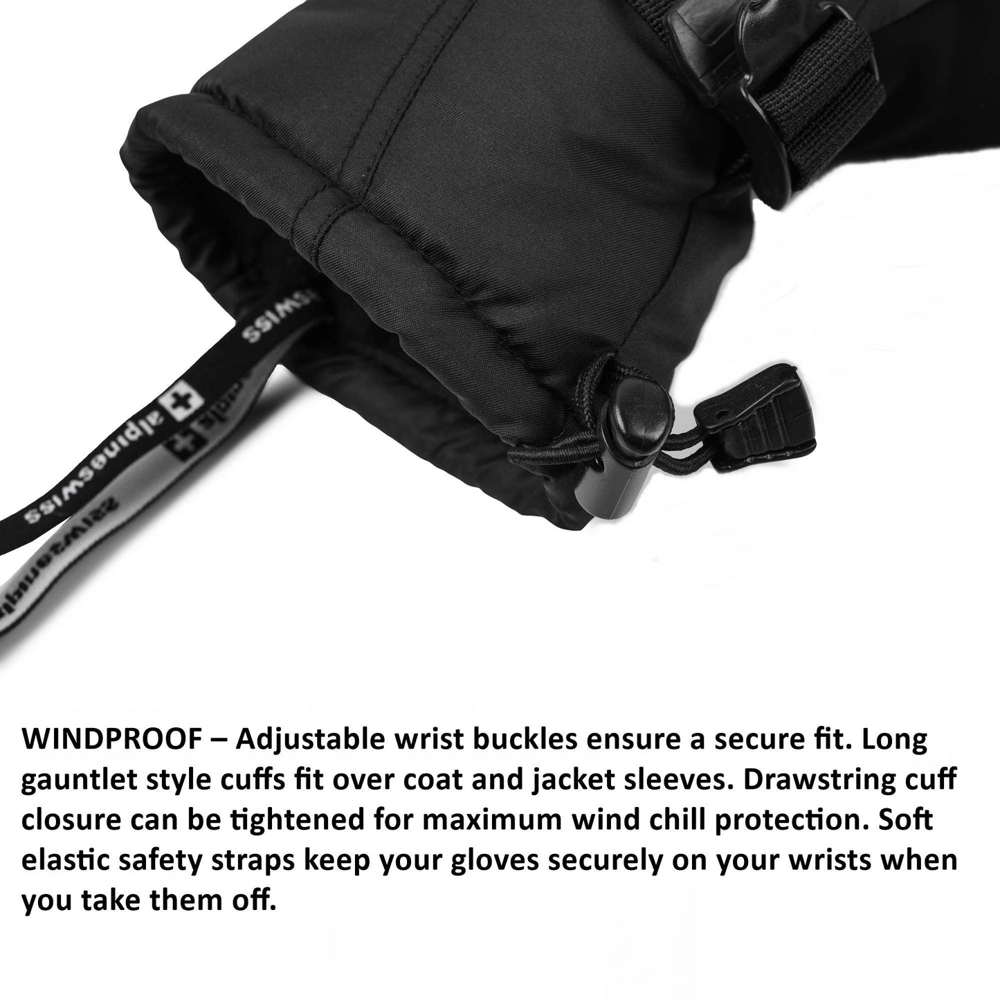 Alpine Swiss Mens Waterproof Gauntlet Ski Mittens