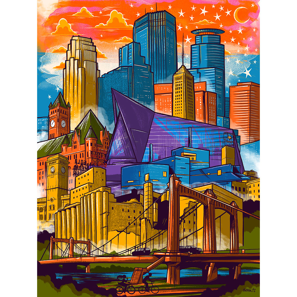 Downtown Minneapolis Skyline || Adam Turman Art || Minnesota Made Gifts