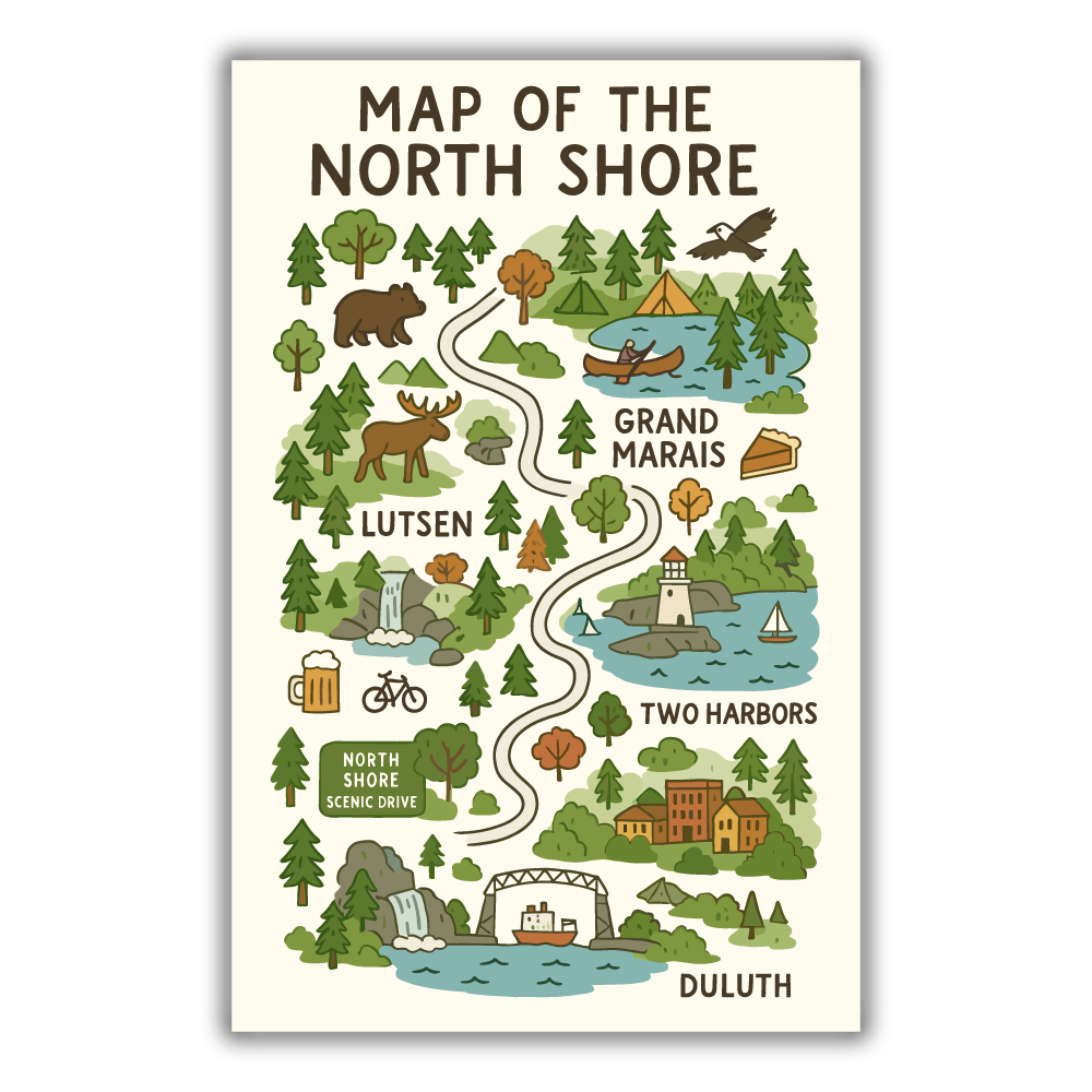 Map of the North Shore Illustration Poster (11