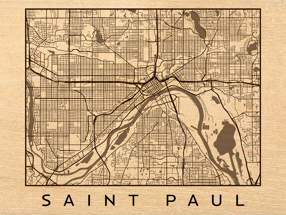 Engraved Wooden Decor Minnesota City Maps