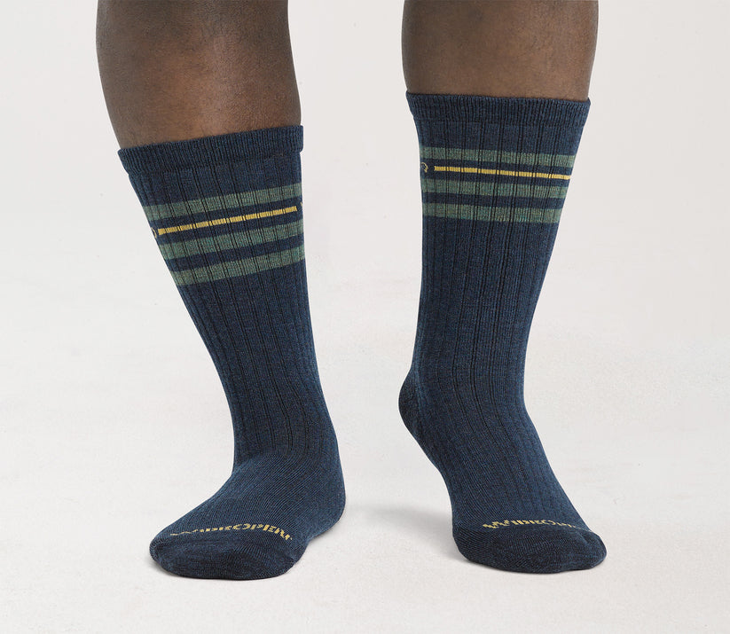 Wide Open Vintage Stripe Cushioned Crew Sock 9002