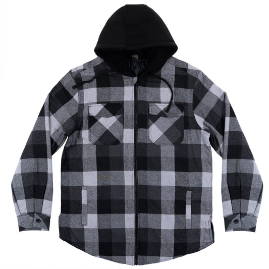 Burnside Mens Flannel Jacket with Sherpa Hoodie