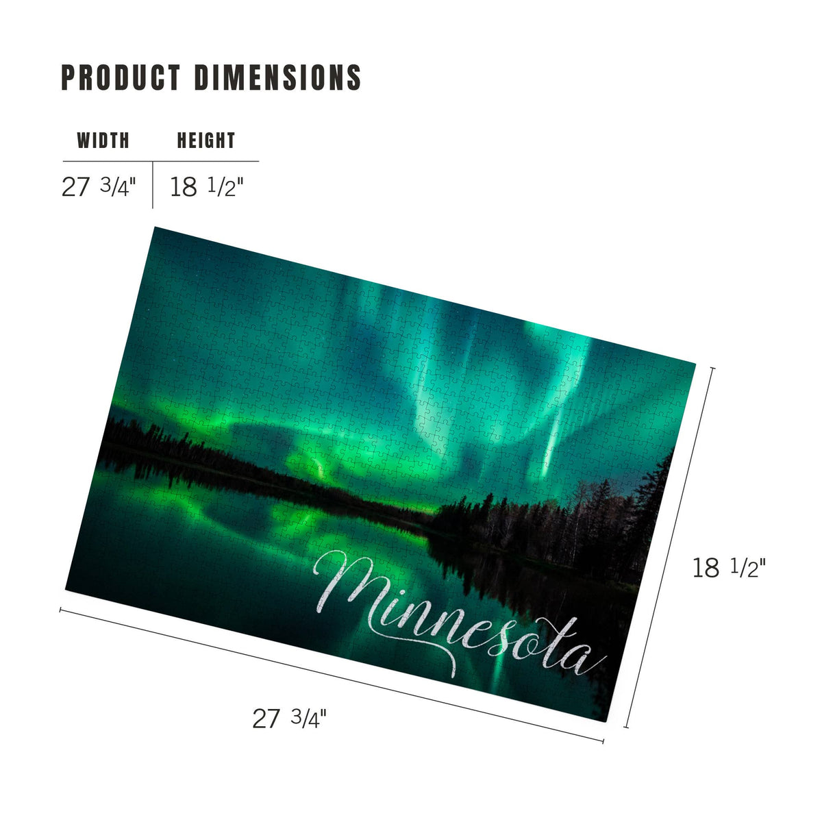 1000 PIECE PUZZLE Minnesota, Northern Lights over Lake || Minnesota Made Gifts
