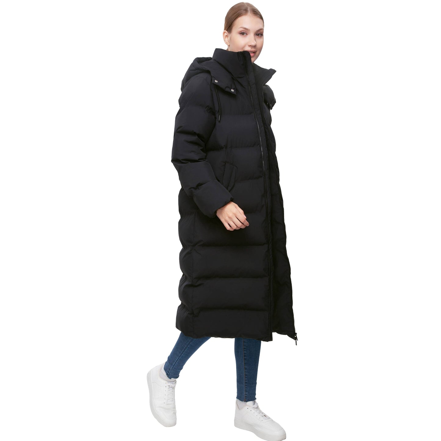 Women's Long Seamless Puffer Coat Below Knee Jacket