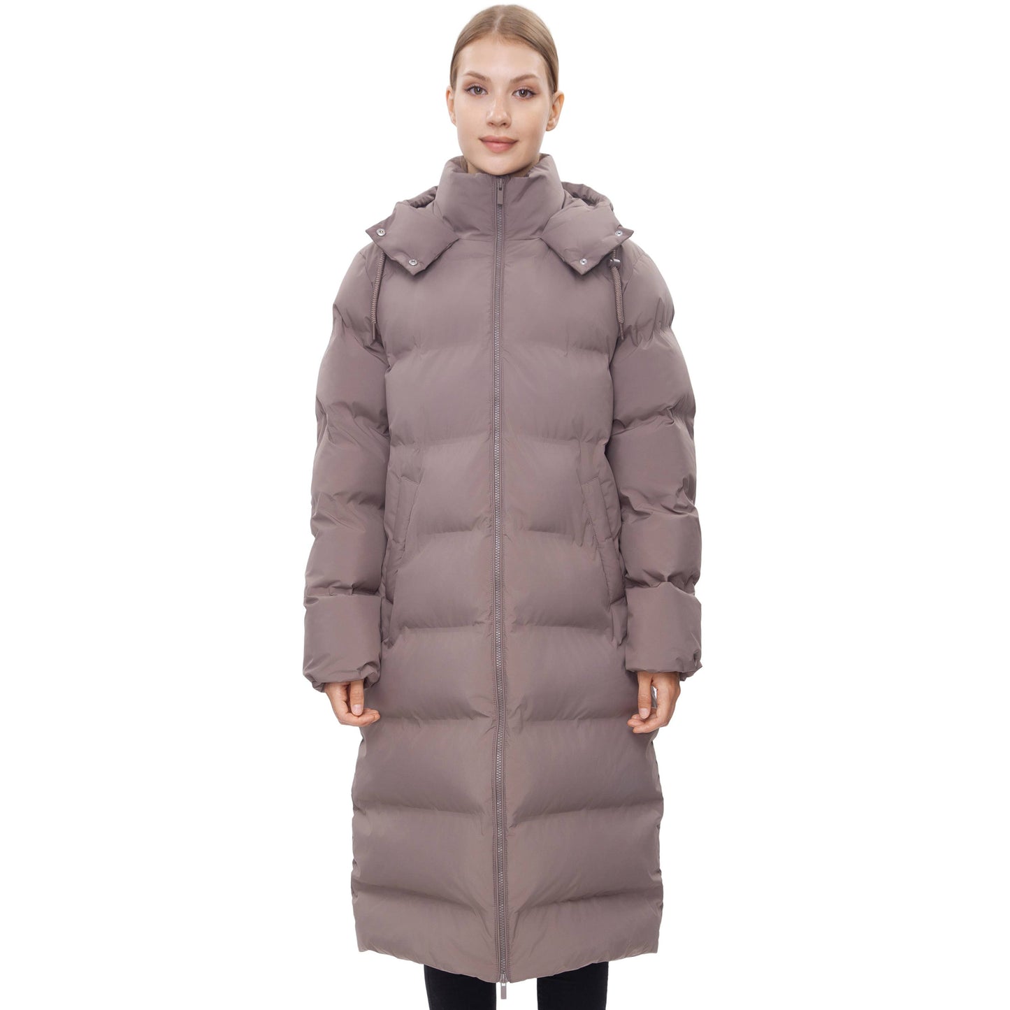 Women's Long Seamless Puffer Coat Below Knee Jacket