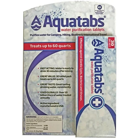 Aquatabs Water Purification Tablets, 30-Pack || Minnesota Made Gifts