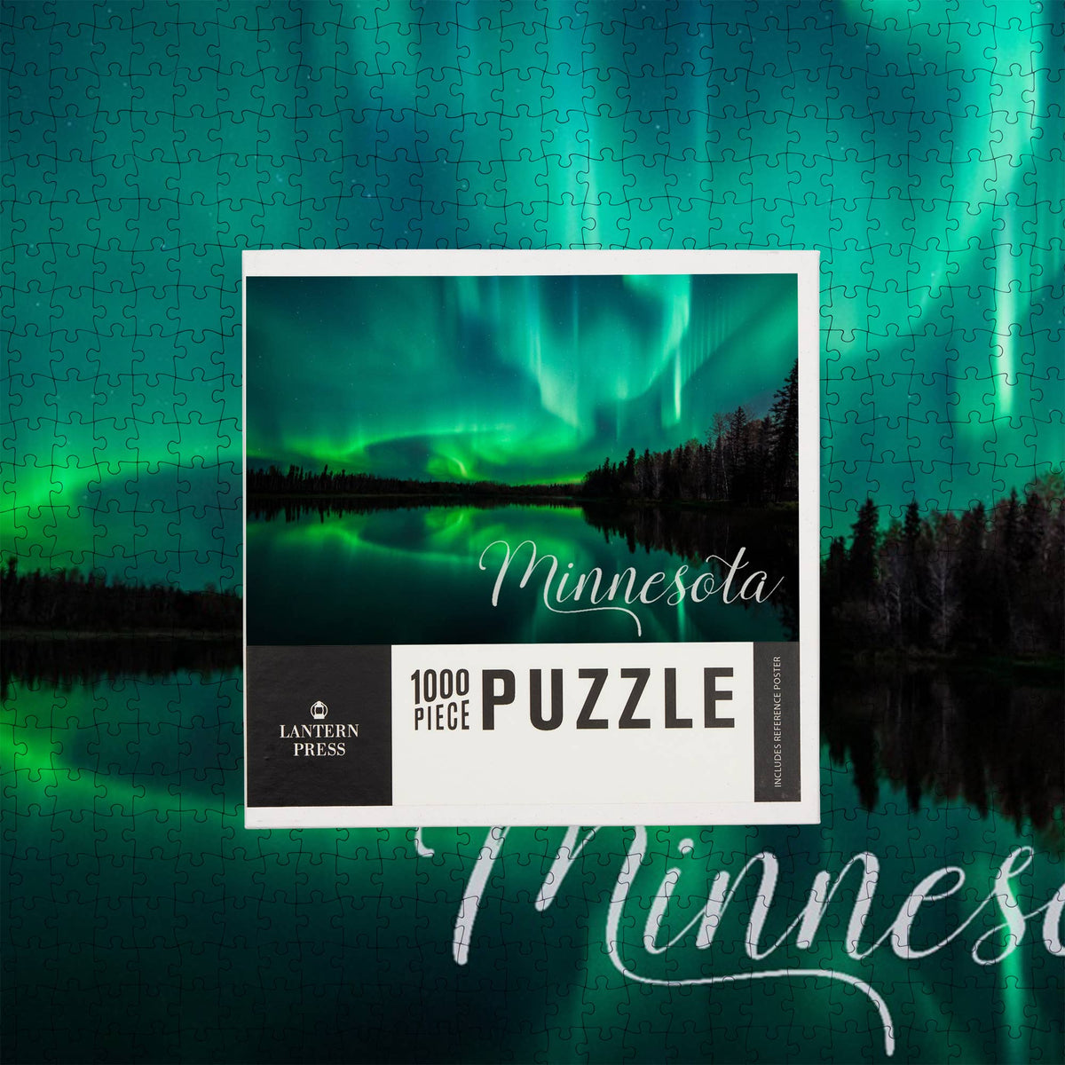 1000 PIECE PUZZLE Minnesota, Northern Lights over Lake || Minnesota Made Gifts