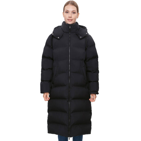 Women's Long Seamless Puffer Coat Below Knee Jacket