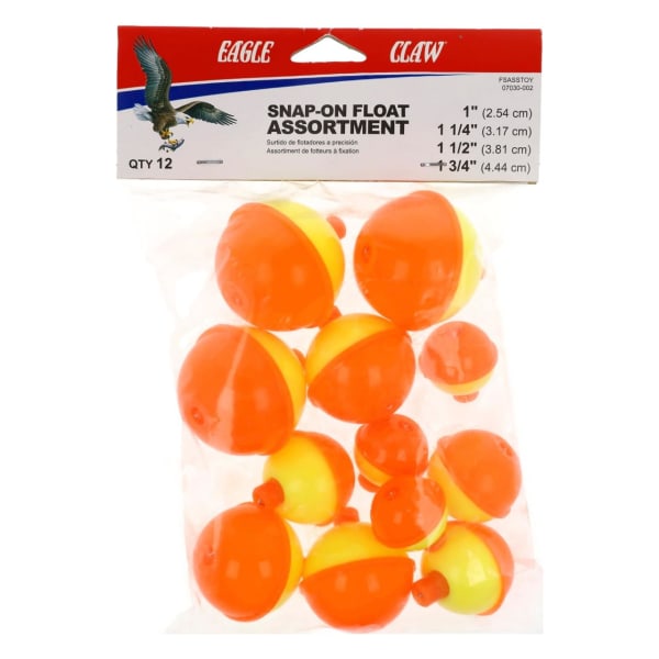 Orange/Yellow Bobbers in Assorted Sizes - 12 Piece