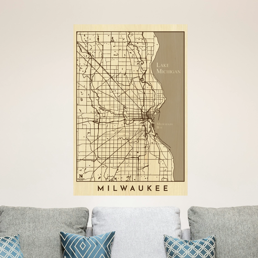 Engraved Wooden Decor Wisconsin City Maps